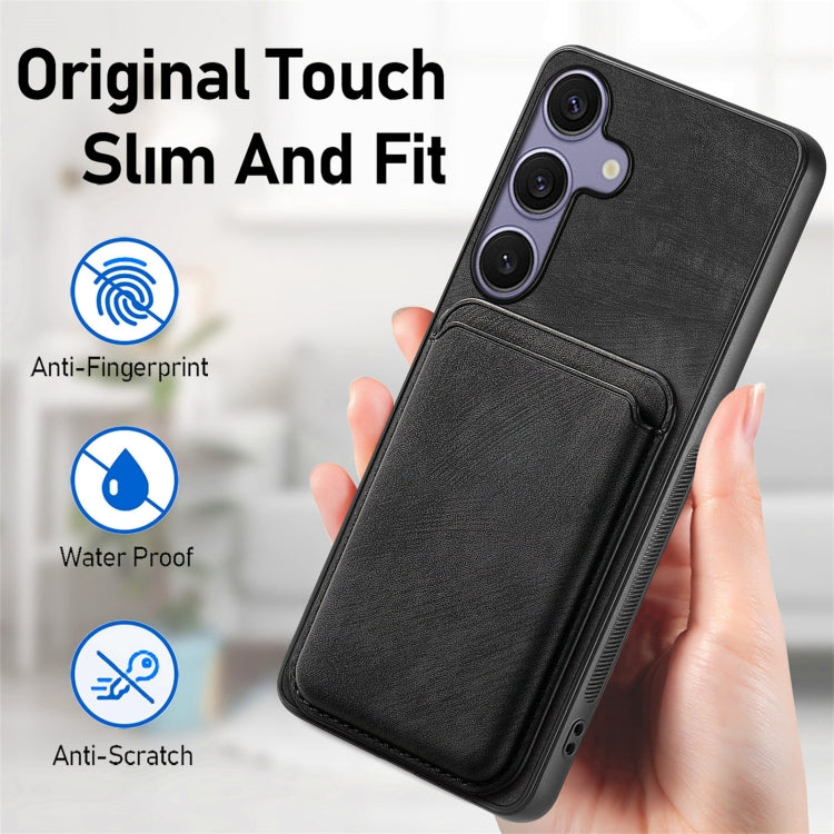 For Samsung Galaxy S25 5G Retro Leather Card Bag Magnetic Phone Case(Black) - Galaxy S25 5G Cases by PMC Jewellery | Online Shopping South Africa | PMC Jewellery | Buy Now Pay Later Mobicred