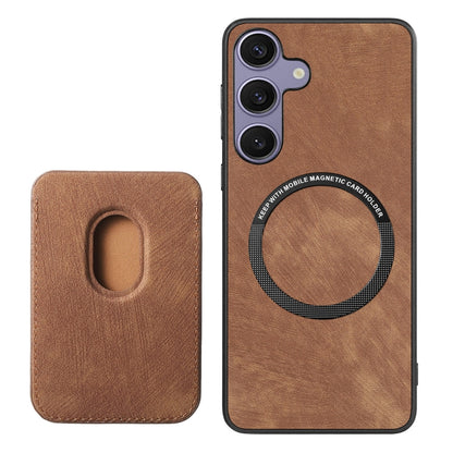 For Samsung Galaxy S25+ 5G Retro Leather Card Bag Magnetic Phone Case(Brown) - Galaxy S25+ 5G Cases by PMC Jewellery | Online Shopping South Africa | PMC Jewellery | Buy Now Pay Later Mobicred