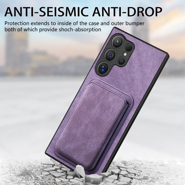 For Samsung Galaxy S25 Ultra 5G Retro Leather Card Bag Magnetic Phone Case(Purple) - Galaxy S25 Ultra 5G Cases by PMC Jewellery | Online Shopping South Africa | PMC Jewellery | Buy Now Pay Later Mobicred