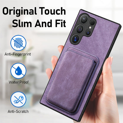 For Samsung Galaxy S25 Ultra 5G Retro Leather Card Bag Magnetic Phone Case(Purple) - Galaxy S25 Ultra 5G Cases by PMC Jewellery | Online Shopping South Africa | PMC Jewellery | Buy Now Pay Later Mobicred