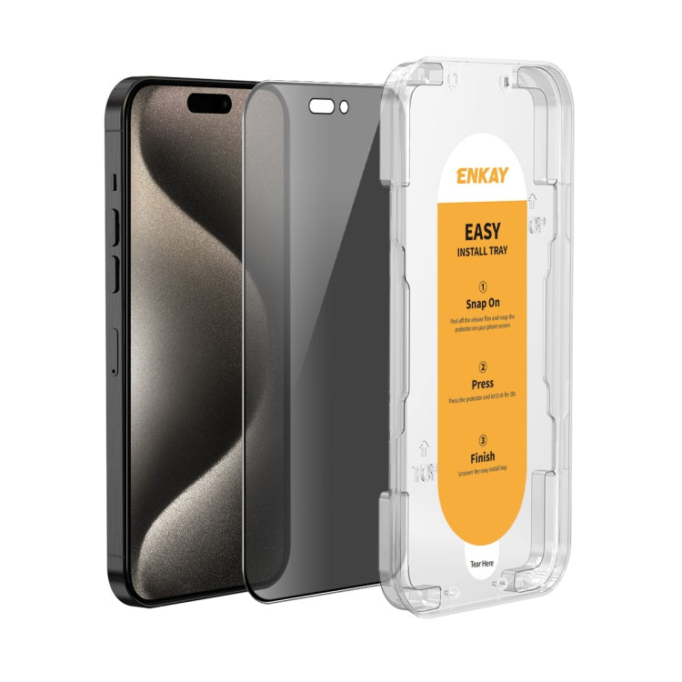 For iPhone 15 Pro Max ENKAY Easy Install Anti-peeping Privacy Full Screen Tempered Glass Film - free shipping - PMC Jewellery - Order now!