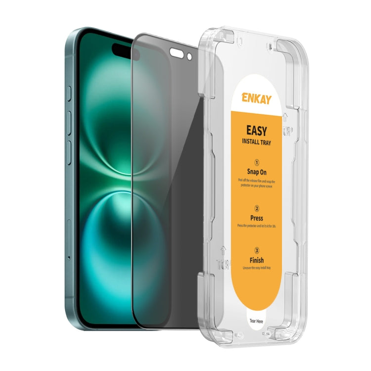 For iPhone 16 ENKAY Easy Install Anti-peeping Privacy Full Screen Tempered Glass Film - iPhone 16 Tempered Glass by ENKAY | Online Shopping South Africa | PMC Jewellery | Buy Now Pay Later Mobicred