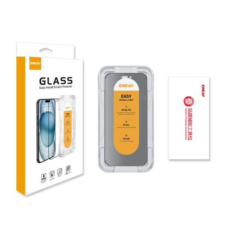 For iPhone 15 Plus / 16 Plus ENKAY Easy Install Anti-peeping Privacy Full Screen Tempered Glass Film - iPhone 15 Plus Tempered Glass by ENKAY | Online Shopping South Africa | PMC Jewellery | Buy Now Pay Later Mobicred