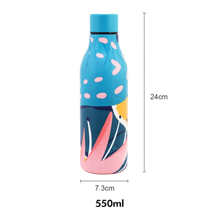JUNSUNMAY Geometric Patterns Coating 304 Stainless Steel  550ml Water Vacuum Bottle(Dark Blue) - Vacuum Thermoses & Cups by JUNSUNMAY | Online Shopping South Africa | PMC TechLife | Buy Now Pay Later Mobicred