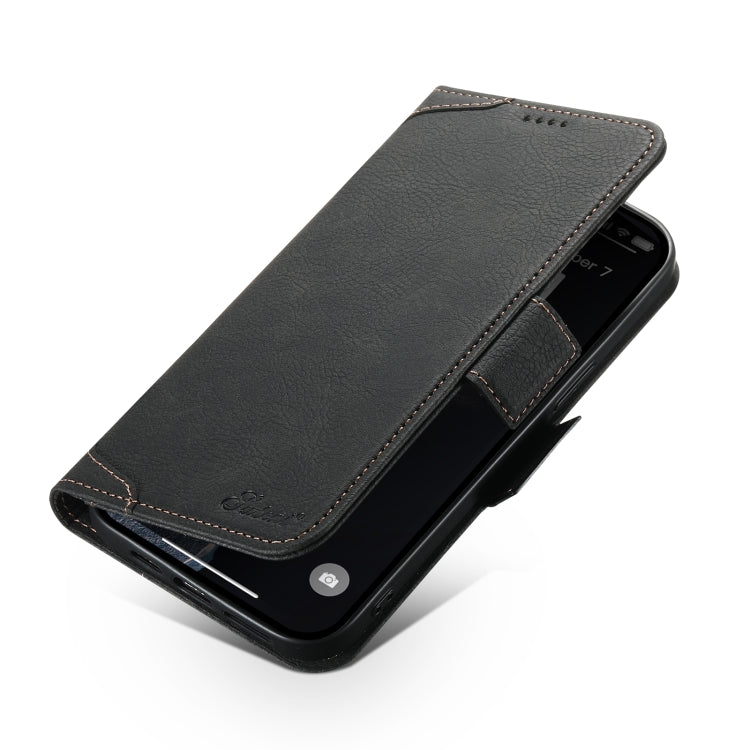 For iPhone 12 / 12 Pro SUTENI J07 Multifunctional Horizontal Flip Magsafe Leather Phone Case(Black) - iPhone 12 / 12 Pro Cases by Suteni | Online Shopping South Africa | PMC Jewellery | Buy Now Pay Later Mobicred