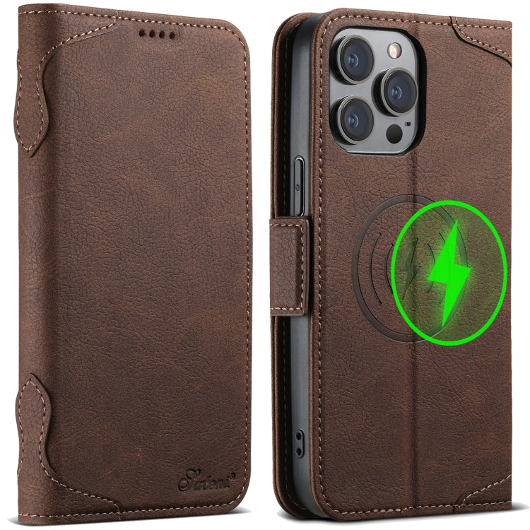 For iPhone 12 / 12 Pro SUTENI J07 Multifunctional Horizontal Flip Magsafe Leather Phone Case(Brown) - iPhone 12 / 12 Pro Cases by Suteni | Online Shopping South Africa | PMC Jewellery | Buy Now Pay Later Mobicred