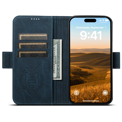 For iPhone 14 SUTENI J07 Multifunctional Horizontal Flip Magsafe Leather Phone Case(Blue) - iPhone 14 Cases by Suteni | Online Shopping South Africa | PMC Jewellery | Buy Now Pay Later Mobicred