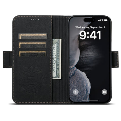 For iPhone 14 Plus SUTENI J07 Multifunctional Horizontal Flip Magsafe Leather Phone Case(Black) - iPhone 14 Plus Cases by Suteni | Online Shopping South Africa | PMC Jewellery | Buy Now Pay Later Mobicred