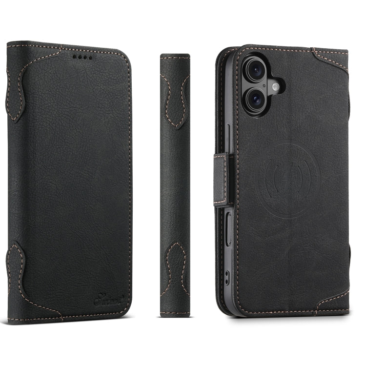 For iPhone 16 SUTENI J07 Multifunctional Horizontal Flip Magsafe Leather Phone Case(Black) - free shipping - PMC Jewellery - Order now!