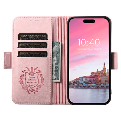 For iPhone 16 Pro Max SUTENI J07 Multifunctional Horizontal Flip Magsafe Leather Phone Case(Pink) - iPhone 16 Pro Max Cases by Suteni | Online Shopping South Africa | PMC Jewellery | Buy Now Pay Later Mobicred