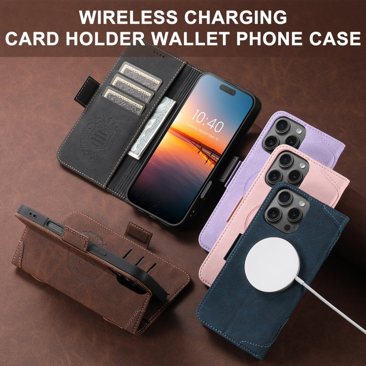 For iPhone 15 Pro SUTENI J07 Multifunctional Horizontal Flip Magsafe Leather Phone Case(Pink) - free shipping - PMC Jewellery - Order now!