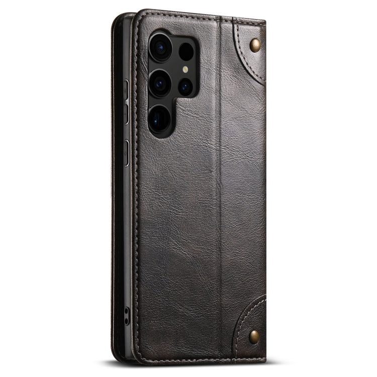 For Samsug Galaxy S24 Ultra 5G Suteni Baroque Calf Texture Buckle Wallet Leather Phone Case(Black) - Galaxy S24 Ultra 5G Cases by Suteni | Online Shopping South Africa | PMC Jewellery | Buy Now Pay Later Mobicred