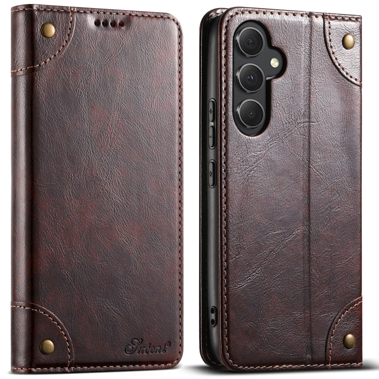 For Samsug Galaxy S24 Ultra 5G Suteni Baroque Calf Texture Buckle Wallet Leather Phone Case(Brown) - Galaxy S24 Ultra 5G Cases by Suteni | Online Shopping South Africa | PMC Jewellery | Buy Now Pay Later Mobicred