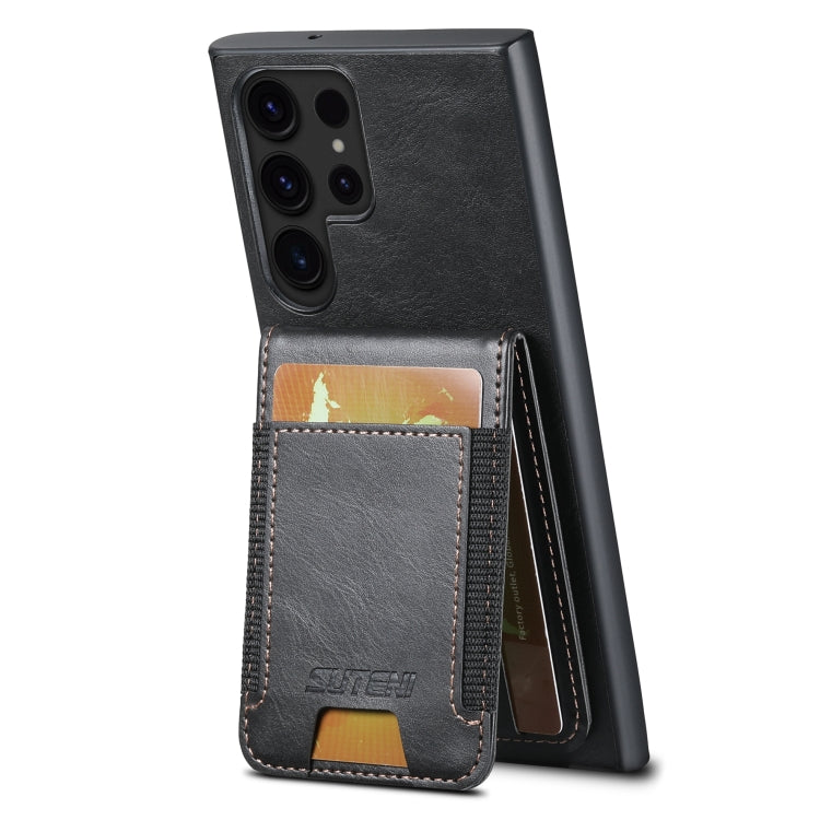 For Samsung Galaxy S24 Ultra 5G Suteni H03 Oil Wax Leather Wallet Stand Back Phone Case(Black) - free shipping - PMC Jewellery - Order now!