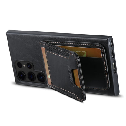 For Samsung Galaxy S24 Ultra 5G Suteni H03 Oil Wax Leather Wallet Stand Back Phone Case(Black) - Galaxy S24 Ultra 5G Cases by Suteni | Online Shopping South Africa | PMC Jewellery | Buy Now Pay Later Mobicred