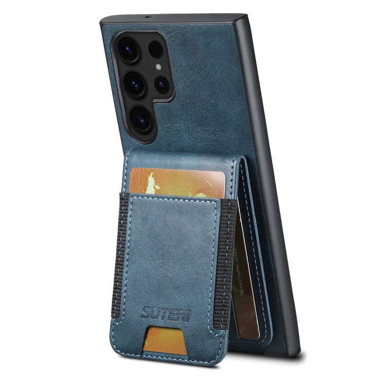 For Samsung Galaxy S24 Ultra 5G Suteni H03 Oil Wax Leather Wallet Stand Back Phone Case(Blue) - free shipping - PMC Jewellery - Order now!