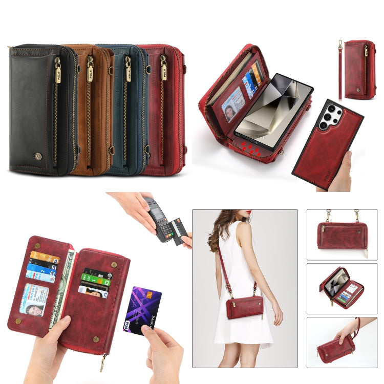 For Samsung Galaxy S24 Ultra 5G Crossbody Multi-functional Zipper Wallet Leather Phone Case(Black) - Galaxy S24 Ultra 5G Cases by PMC Jewellery | Online Shopping South Africa | PMC Jewellery | Buy Now Pay Later Mobicred