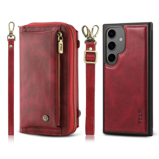 For Samsung Galaxy S24 5G Crossbody Multi-functional Zipper Wallet Leather Phone Case(Red) - Galaxy S24 5G Cases by PMC Jewellery | Online Shopping South Africa | PMC Jewellery | Buy Now Pay Later Mobicred