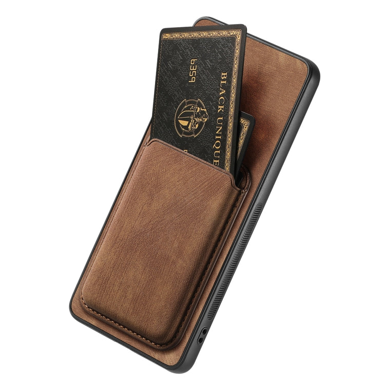 For OPPO A58 4G Retro Leather Card Bag Magnetic Phone Case(Brown) - OPPO Cases by PMC Jewellery | Online Shopping South Africa | PMC Jewellery | Buy Now Pay Later Mobicred