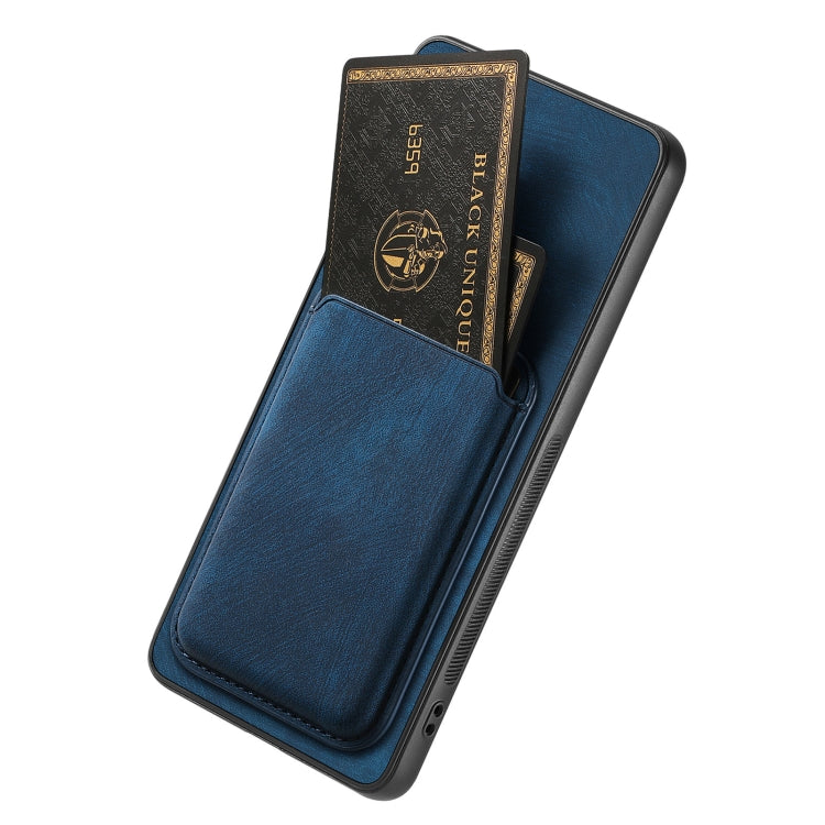 For OPPO A58 4G Retro Leather Card Bag Magnetic Phone Case(Blue) - OPPO Cases by PMC Jewellery | Online Shopping South Africa | PMC Jewellery | Buy Now Pay Later Mobicred