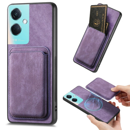 For OPPO K11 5G Retro Leather Card Bag Magnetic Phone Case(Purple) - OPPO Cases by PMC Jewellery | Online Shopping South Africa | PMC Jewellery | Buy Now Pay Later Mobicred