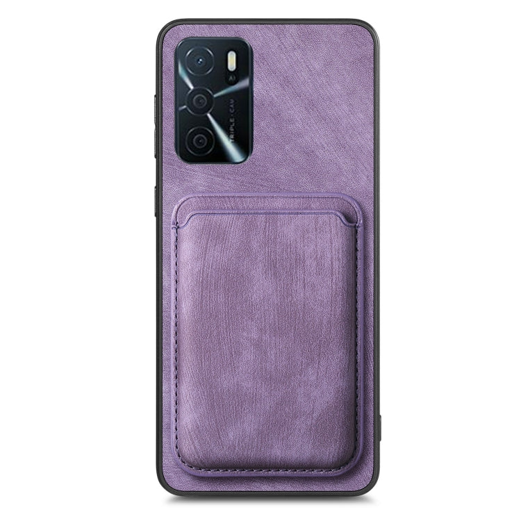 For OPPO A78 4G Retro Leather Card Bag Magnetic Phone Case(Purple) - OPPO Cases by PMC Jewellery | Online Shopping South Africa | PMC Jewellery | Buy Now Pay Later Mobicred