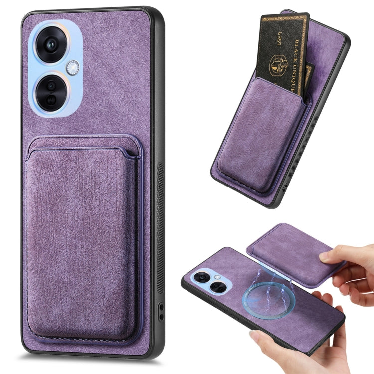 For OPPO K11X 5G Retro Leather Card Bag Magnetic Phone Case(Purple) - OPPO Cases by PMC Jewellery | Online Shopping South Africa | PMC Jewellery | Buy Now Pay Later Mobicred