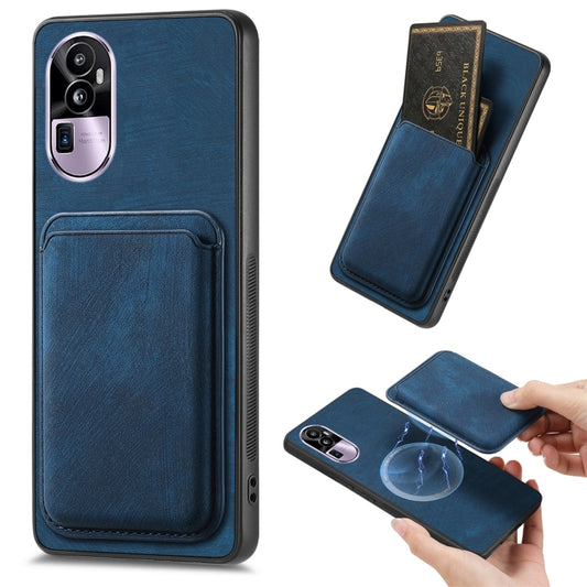 For OPPO Reno10 Pro+ Retro Leather Card Bag Magnetic Phone Case(Blue) - OPPO Cases by PMC Jewellery | Online Shopping South Africa | PMC Jewellery | Buy Now Pay Later Mobicred