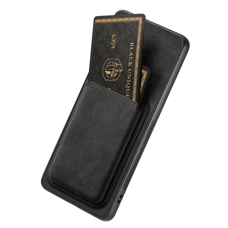 For OPPO Reno8 Z Retro Leather Card Bag Magnetic Phone Case(Black) - OPPO Cases by PMC TechLife | Online Shopping South Africa | PMC TechLife | Buy Now Pay Later Mobicred