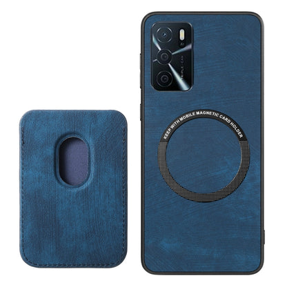 For OPPO Reno9 5G Retro Leather Card Bag Magnetic Phone Case(Blue) - OPPO Cases by PMC Jewellery | Online Shopping South Africa | PMC Jewellery | Buy Now Pay Later Mobicred