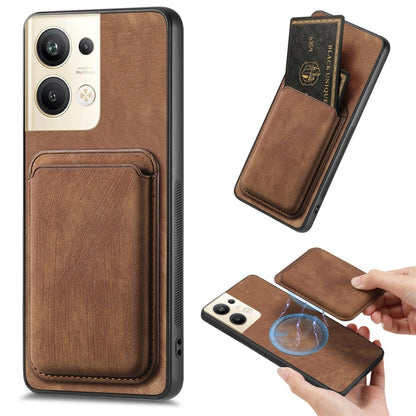 For OPPO Reno9 Pro+ 5G Retro Leather Card Bag Magnetic Phone Case(Brown) - OPPO Cases by PMC Jewellery | Online Shopping South Africa | PMC Jewellery | Buy Now Pay Later Mobicred