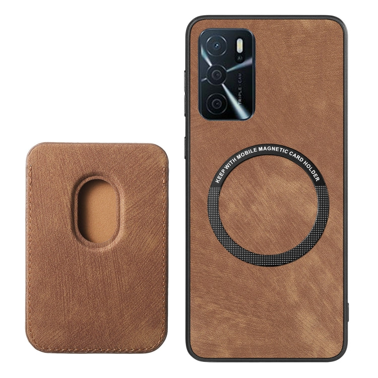 For OPPO A17K Retro Leather Card Bag Magnetic Phone Case(Brown) - OPPO Cases by PMC Jewellery | Online Shopping South Africa | PMC Jewellery | Buy Now Pay Later Mobicred