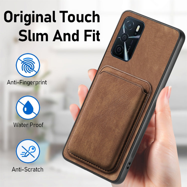 For OPPO A17K Retro Leather Card Bag Magnetic Phone Case(Brown) - OPPO Cases by PMC Jewellery | Online Shopping South Africa | PMC Jewellery | Buy Now Pay Later Mobicred