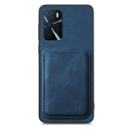 For OPPO A17 Retro Leather Card Bag Magnetic Phone Case(Blue) - OPPO Cases by PMC Jewellery | Online Shopping South Africa | PMC Jewellery | Buy Now Pay Later Mobicred