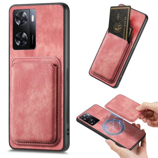 For OPPO A57 4G Retro Leather Card Bag Magnetic Phone Case(Pink) - OPPO Cases by PMC Jewellery | Online Shopping South Africa | PMC Jewellery | Buy Now Pay Later Mobicred