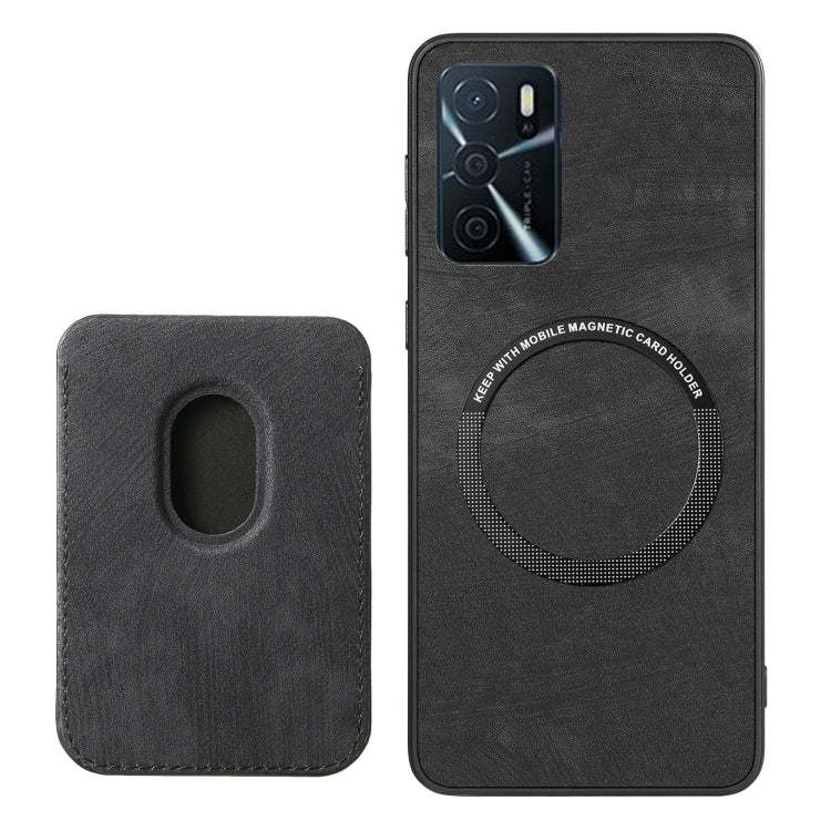 For OPPO Reno8 Pro 5G Retro Leather Card Bag Magnetic Phone Case(Black) - OPPO Cases by PMC Jewellery | Online Shopping South Africa | PMC Jewellery | Buy Now Pay Later Mobicred