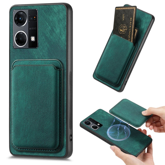 For OPPO Reno7 4G Retro Leather Card Bag Magnetic Phone Case(Green) - OPPO Cases by PMC Jewellery | Online Shopping South Africa | PMC Jewellery | Buy Now Pay Later Mobicred