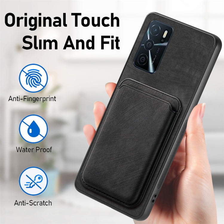 For OPPO Reno7 4G Retro Leather Card Bag Magnetic Phone Case(Black) - OPPO Cases by PMC Jewellery | Online Shopping South Africa | PMC Jewellery | Buy Now Pay Later Mobicred