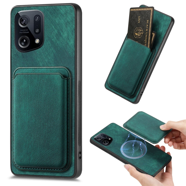 For OPPO Find X5 Retro Leather Card Bag Magnetic Phone Case(Green) - OPPO Cases by PMC Jewellery | Online Shopping South Africa | PMC Jewellery | Buy Now Pay Later Mobicred