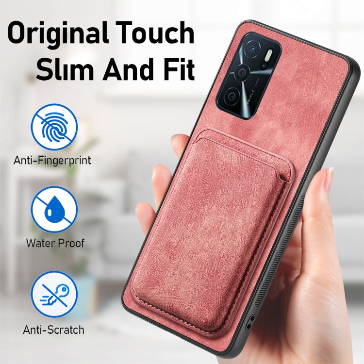 For OPPO Reno7 Pro 5G Retro Leather Card Bag Magnetic Phone Case(Pink) - OPPO Cases by PMC Jewellery | Online Shopping South Africa | PMC Jewellery | Buy Now Pay Later Mobicred