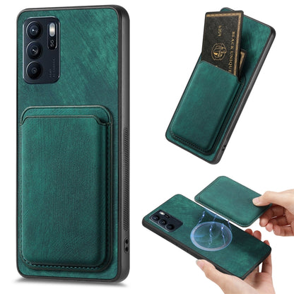 For OPPO Reno6 Z Retro Leather Card Bag Magnetic Phone Case(Green) - OPPO Cases by PMC Jewellery | Online Shopping South Africa | PMC Jewellery | Buy Now Pay Later Mobicred