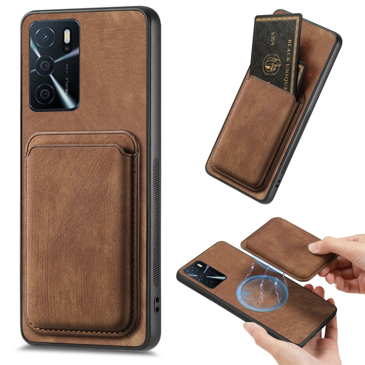 For OPPO A16 Retro Leather Card Bag Magnetic Phone Case(Brown) - OPPO Cases by PMC Jewellery | Online Shopping South Africa | PMC Jewellery | Buy Now Pay Later Mobicred