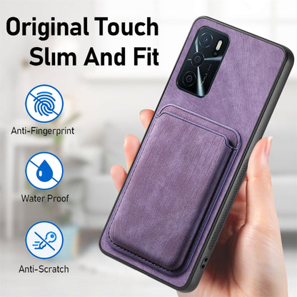 For OPPO A16 Retro Leather Card Bag Magnetic Phone Case(Purple) - OPPO Cases by PMC Jewellery | Online Shopping South Africa | PMC Jewellery | Buy Now Pay Later Mobicred