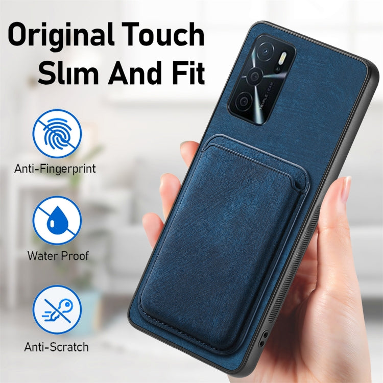 For OPPO Reno6 5G Retro Leather Card Bag Magnetic Phone Case(Blue) - OPPO Cases by PMC TechLife | Online Shopping South Africa | PMC TechLife | Buy Now Pay Later Mobicred