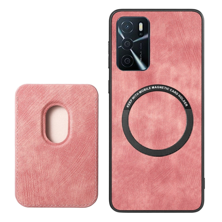 For OPPO Reno6 5G Retro Leather Card Bag Magnetic Phone Case(Pink) - OPPO Cases by PMC TechLife | Online Shopping South Africa | PMC TechLife | Buy Now Pay Later Mobicred