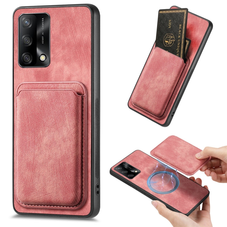 For OPPO F19 Retro Leather Card Bag Magnetic Phone Case(Pink) - OPPO Cases by PMC Jewellery | Online Shopping South Africa | PMC Jewellery | Buy Now Pay Later Mobicred