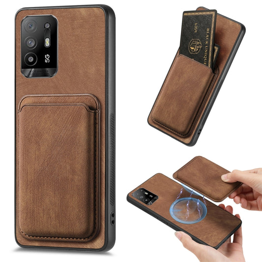 For OPPO F19 Pro+ Retro Leather Card Bag Magnetic Phone Case(Brown) - OPPO Cases by PMC Jewellery | Online Shopping South Africa | PMC Jewellery | Buy Now Pay Later Mobicred