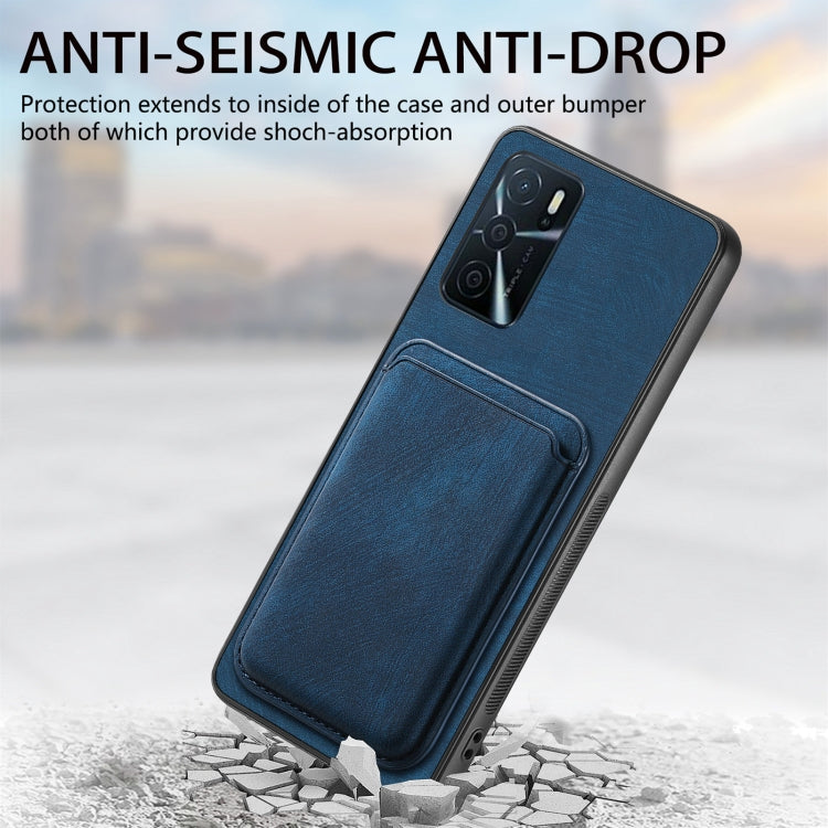For OPPO F19 Pro+ Retro Leather Card Bag Magnetic Phone Case(Blue) - OPPO Cases by PMC TechLife | Online Shopping South Africa | PMC TechLife | Buy Now Pay Later Mobicred
