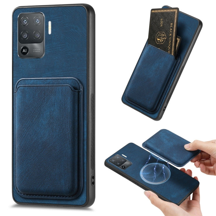 For OPPO F19 Pro Retro Leather Card Bag Magnetic Phone Case(Blue) - OPPO Cases by PMC Jewellery | Online Shopping South Africa | PMC Jewellery | Buy Now Pay Later Mobicred