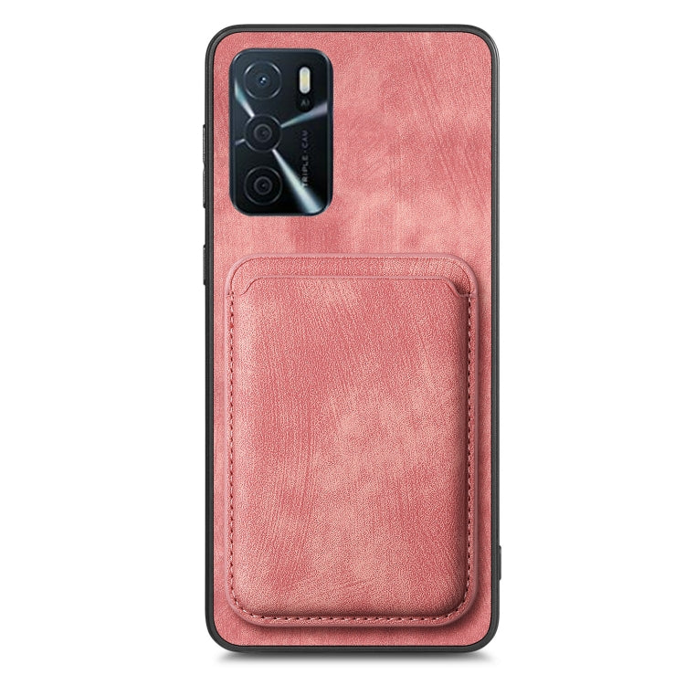 For OPPO F19 Pro Retro Leather Card Bag Magnetic Phone Case(Pink) - OPPO Cases by PMC Jewellery | Online Shopping South Africa | PMC Jewellery | Buy Now Pay Later Mobicred